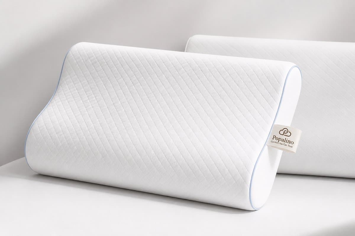 Popalino® Ergonomisch Hoofdkussen Nekklachten + Extra hoes - Slaapkussen tegen Nek & Rugpijn – Anti Snurk Kussen Traagschuim - Apneu kussen