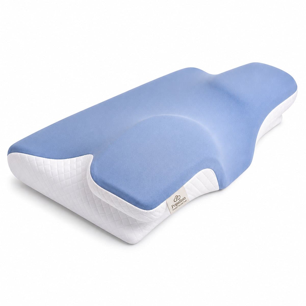 Popalino® Hoofdkussen Nekklachten met Neksteun - Alle Slapers - 4 Zones - Nekkussen - Anti Snurk Kussen - Vlinderkussen - Orthopedisch & Ergonomisch - Traagschuim - 65x35 cm