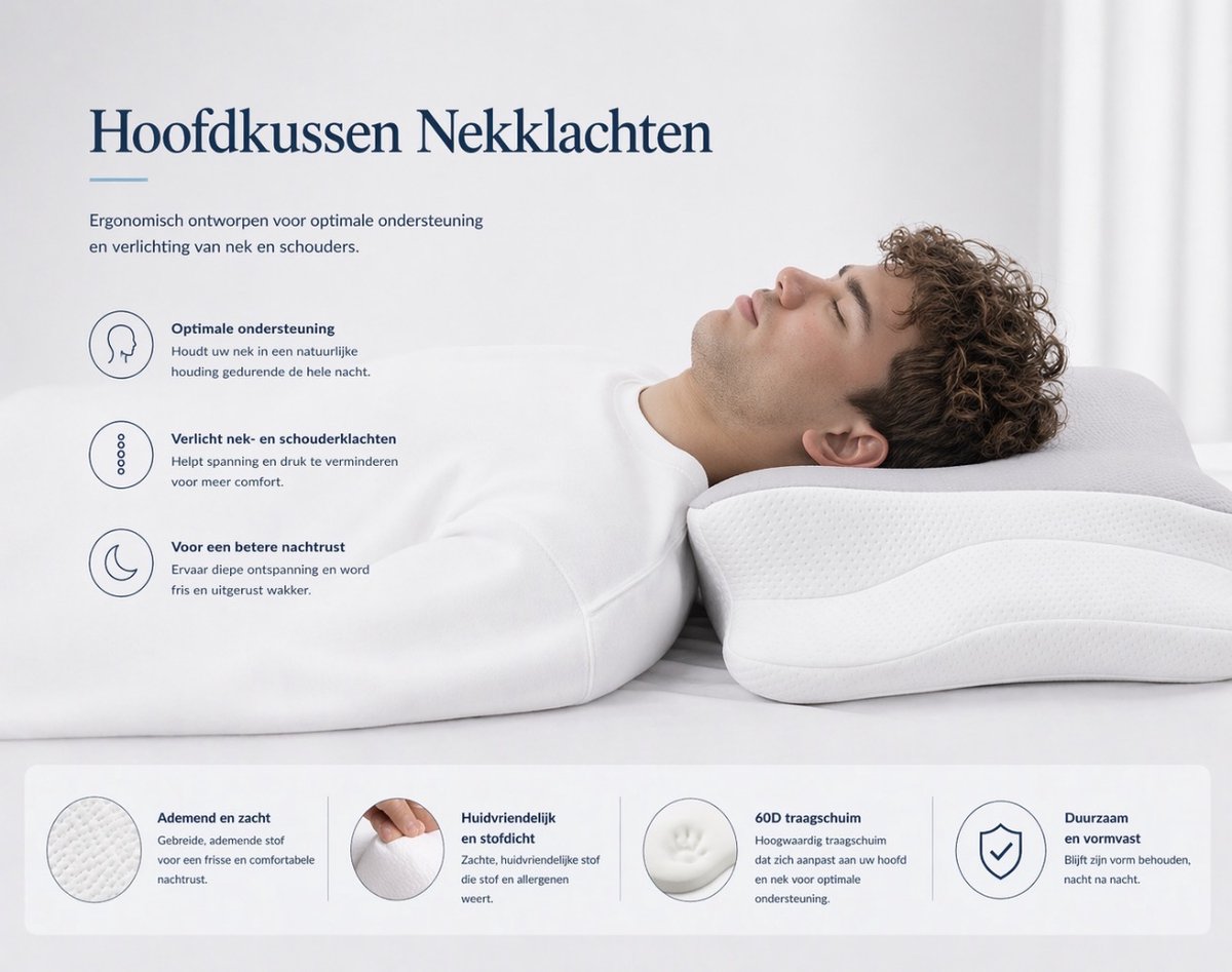 Traagschuim Hoofdkussen Lichtgrijs, foto 6